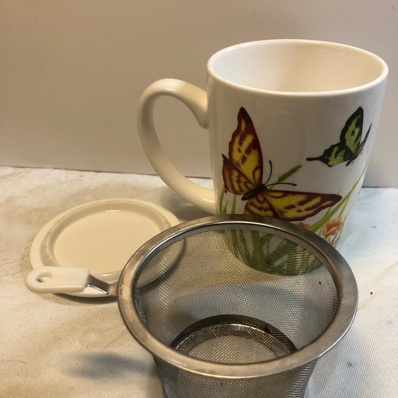 Teaopia Butterfly Cup Mug with infuser and lid loose tea - Picture 6 of 10